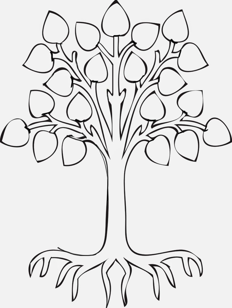 Дерево с корнями трафарет