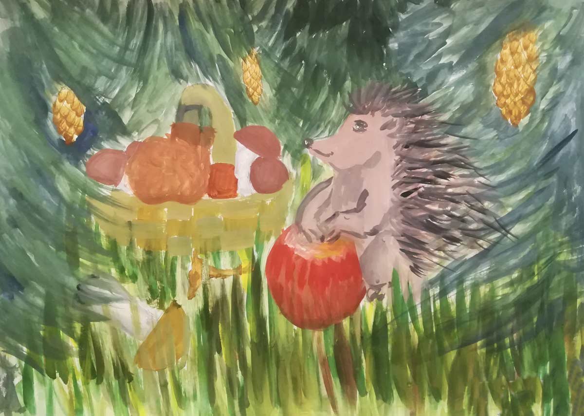 Ежик с лукошком