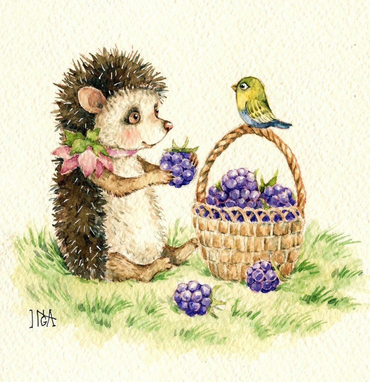 Ежик с корзинкой на прозрачном фоне