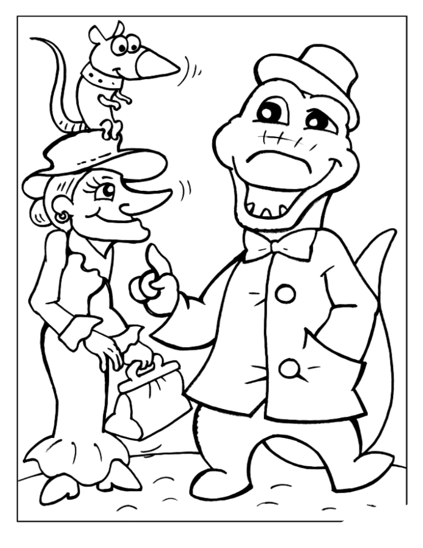 Крокодил Гена и Чебурашка разукрашка