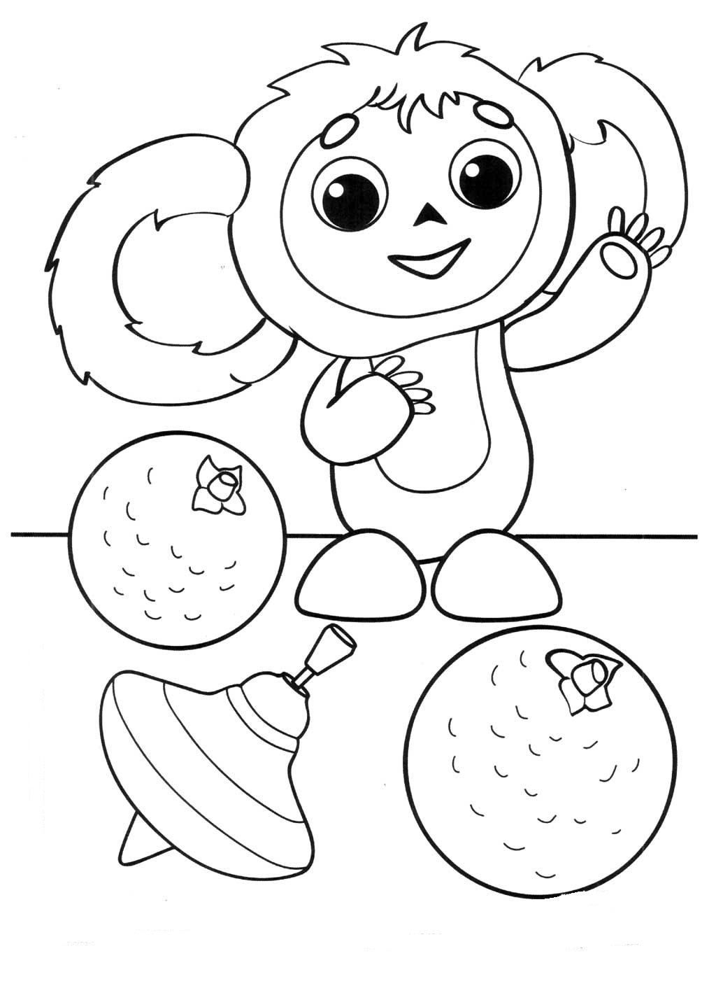 Крокодил Гена раскраска для малышей