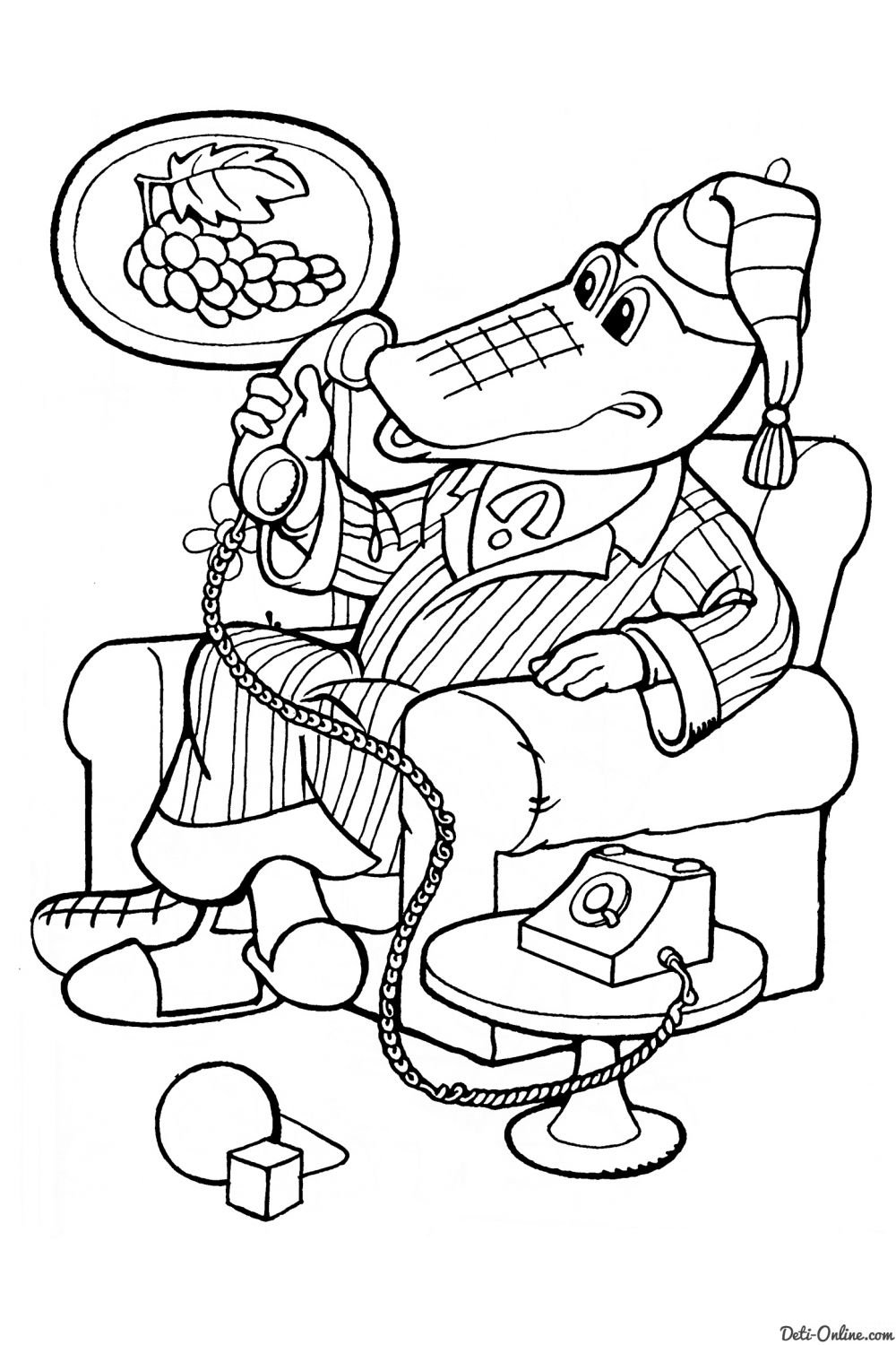 Крокодил Гена раскраска