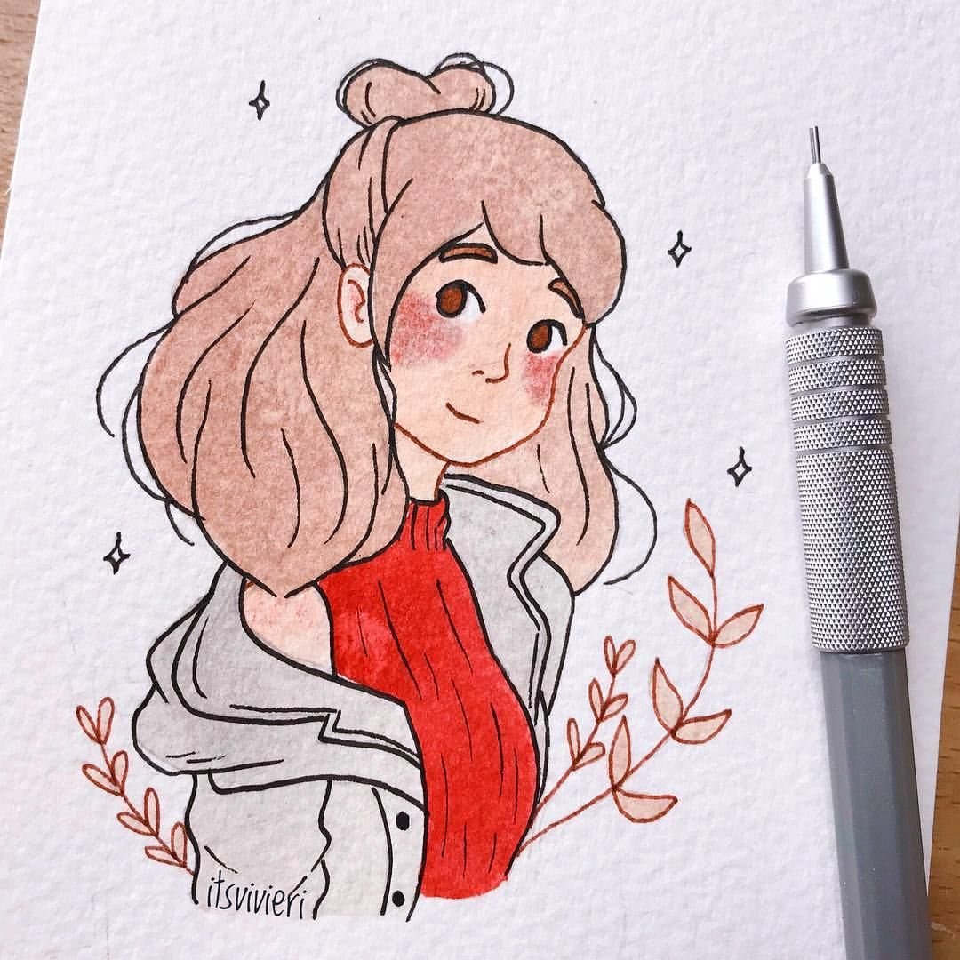 Рисунки фломастерами в скетчбуке легкие девочки