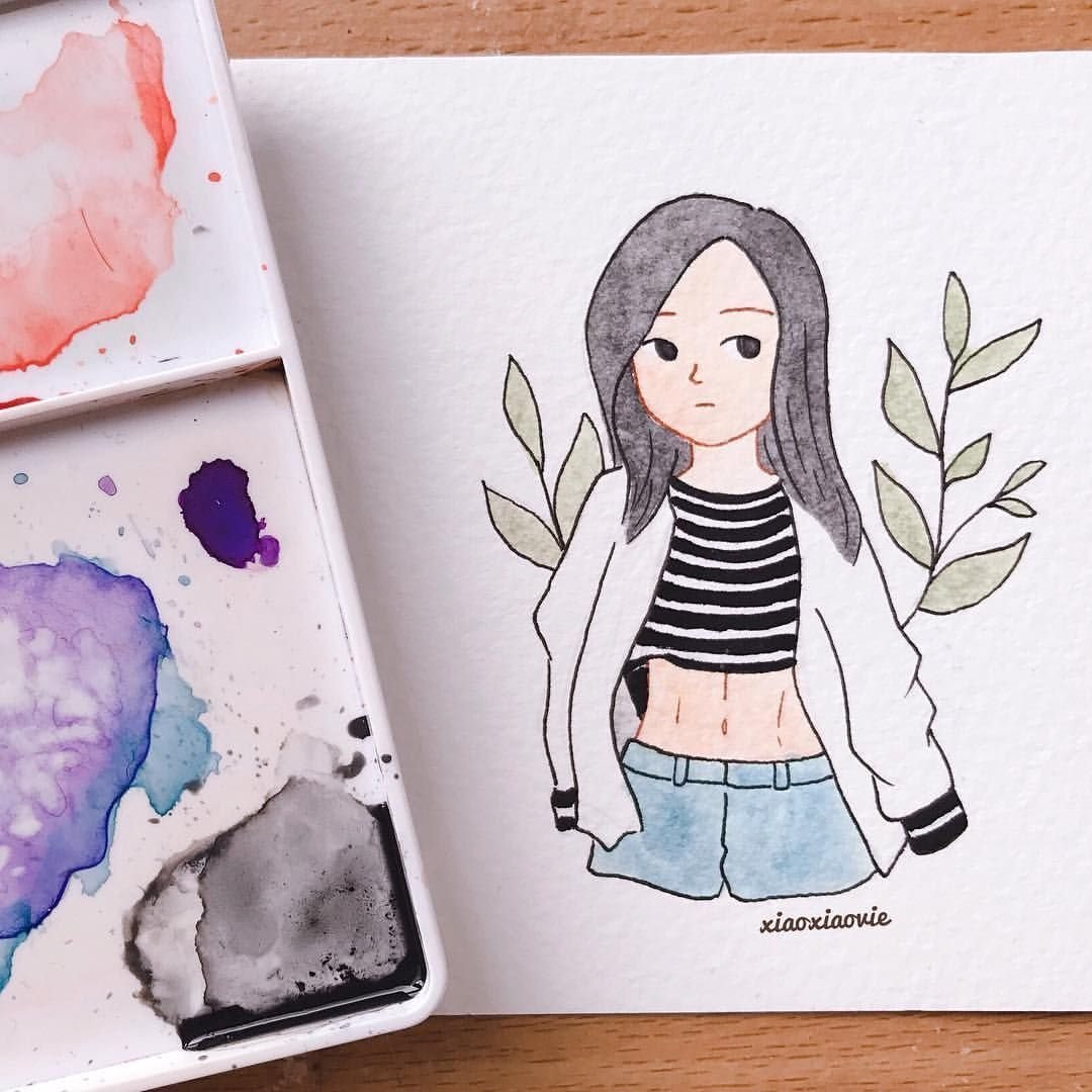 Рисунки для скетчбука лёгкие девочки