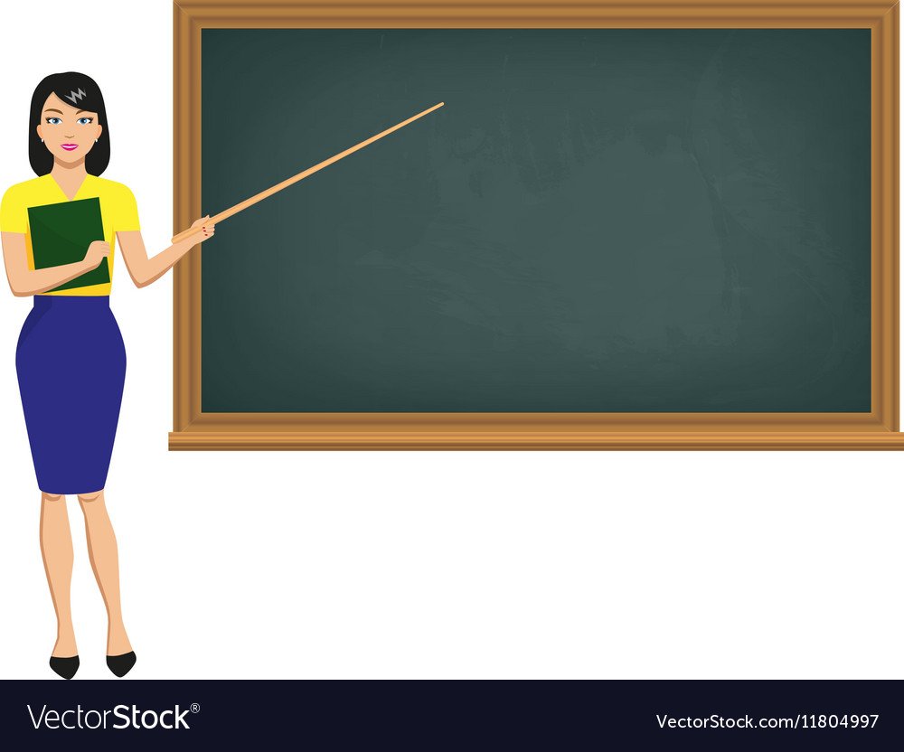 Мультяшная учительница у доски
