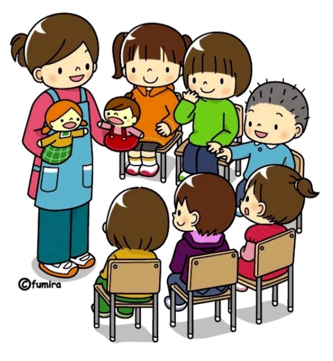 Воспитатель с детьми арт