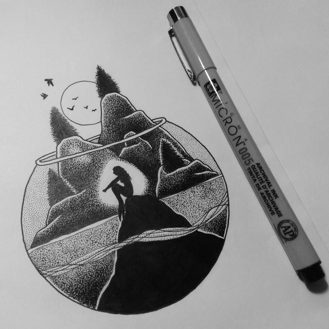 Рисунки в стиле Минимализм черной ручкой