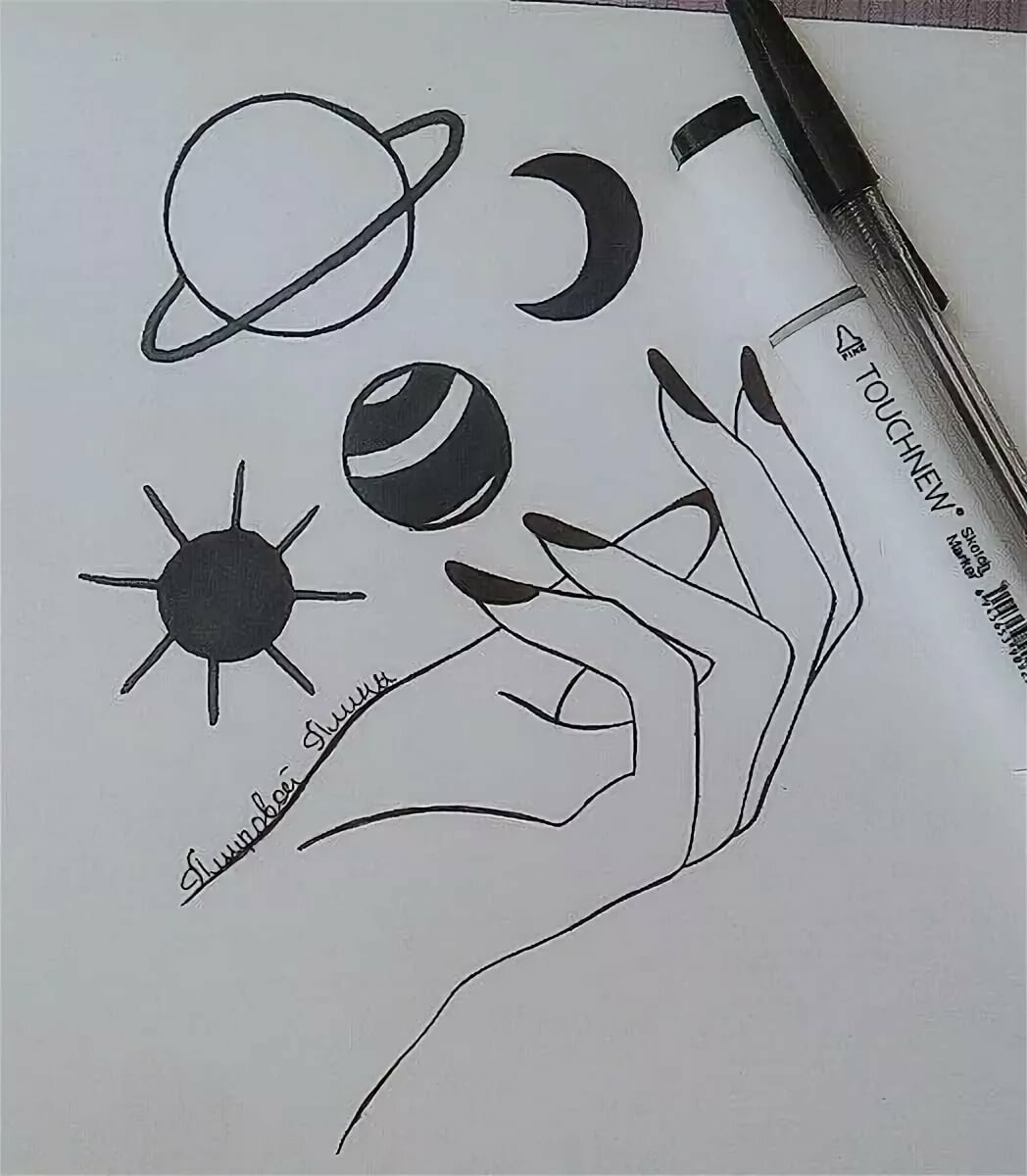 Рисунки чёрной ручкой для срисовки