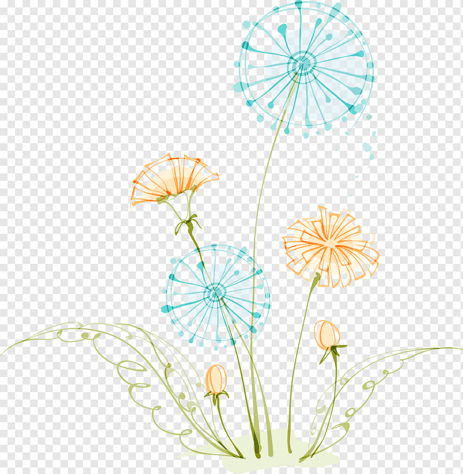 Одуванчик арт на белом фоне