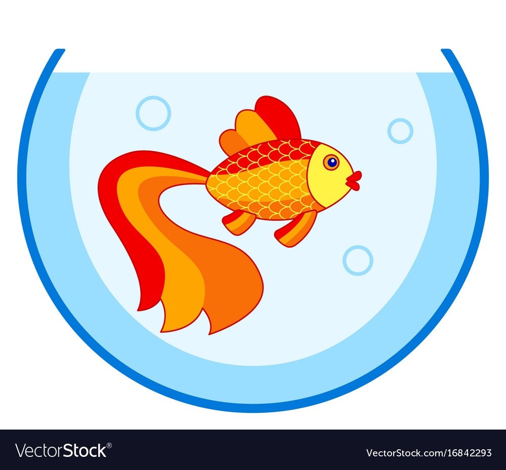 Золотая рыбка в аквариуме мультяшная