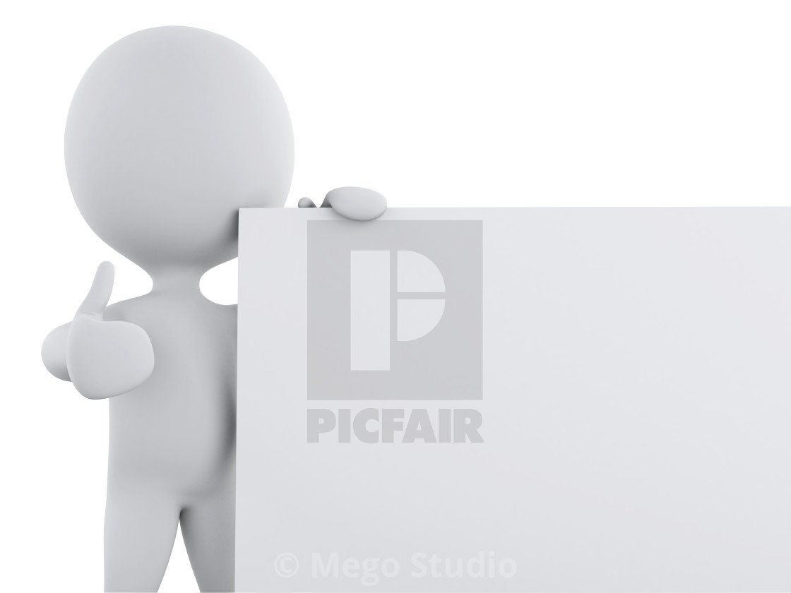 Человек 3d с белой доской