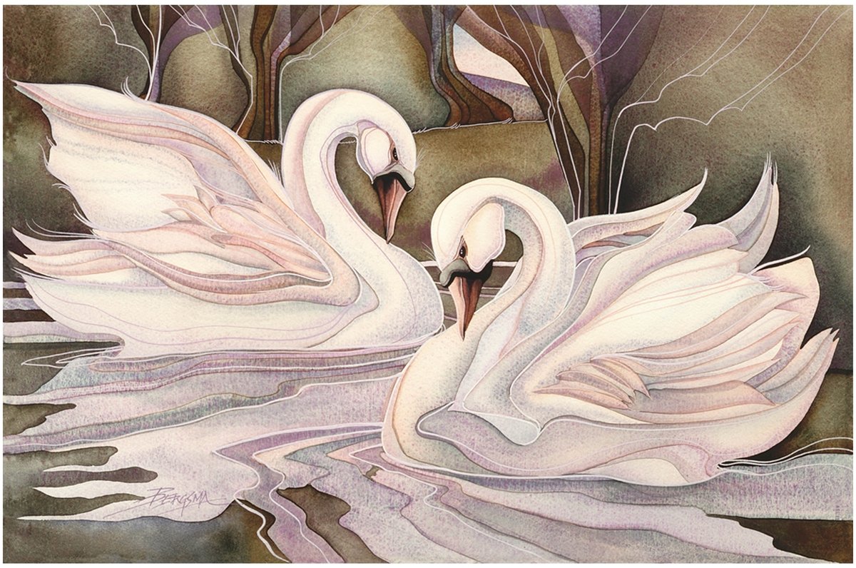 Батик холодный лебеди