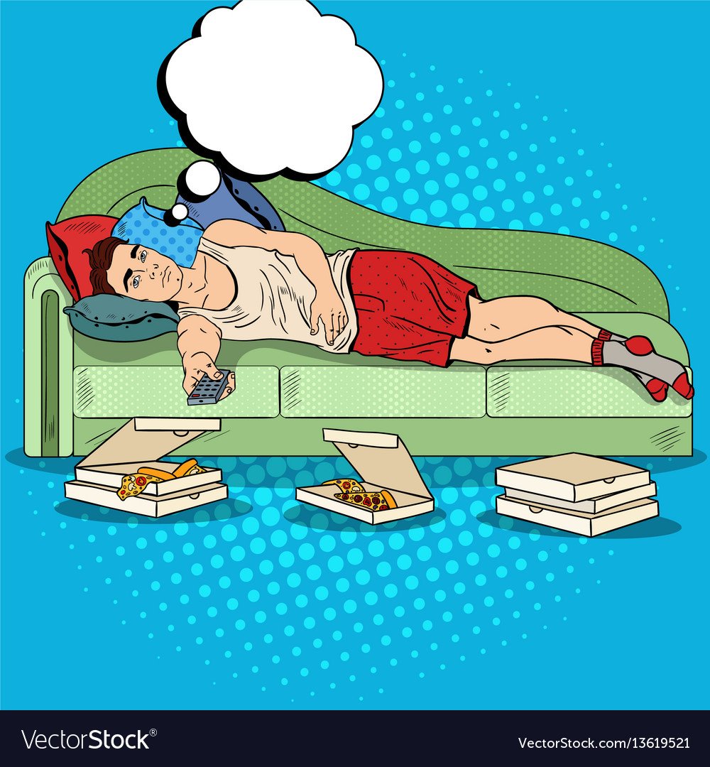 Карикатура человек на диване