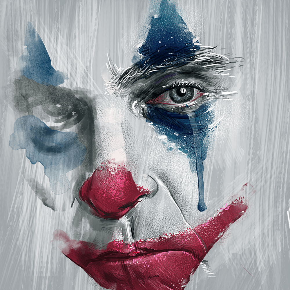 Нарисовать грустного клоуна