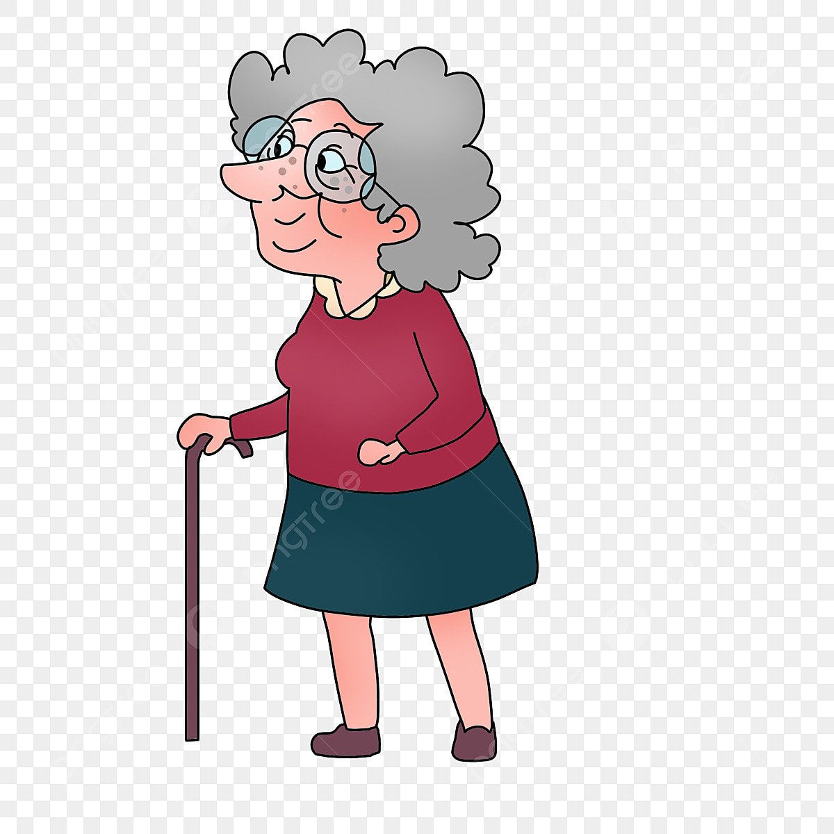 Бабулька на сером фоне для презентации