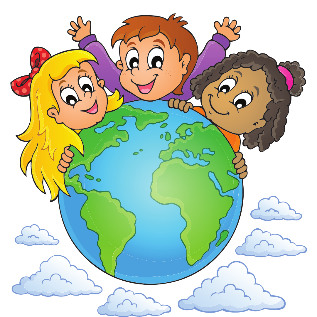 Дети на фоне земного шара