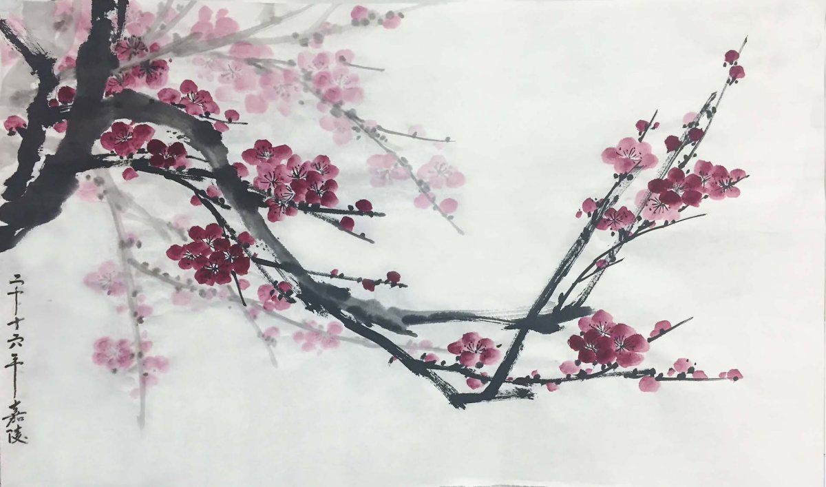 Цветущая Сакура Суми-э