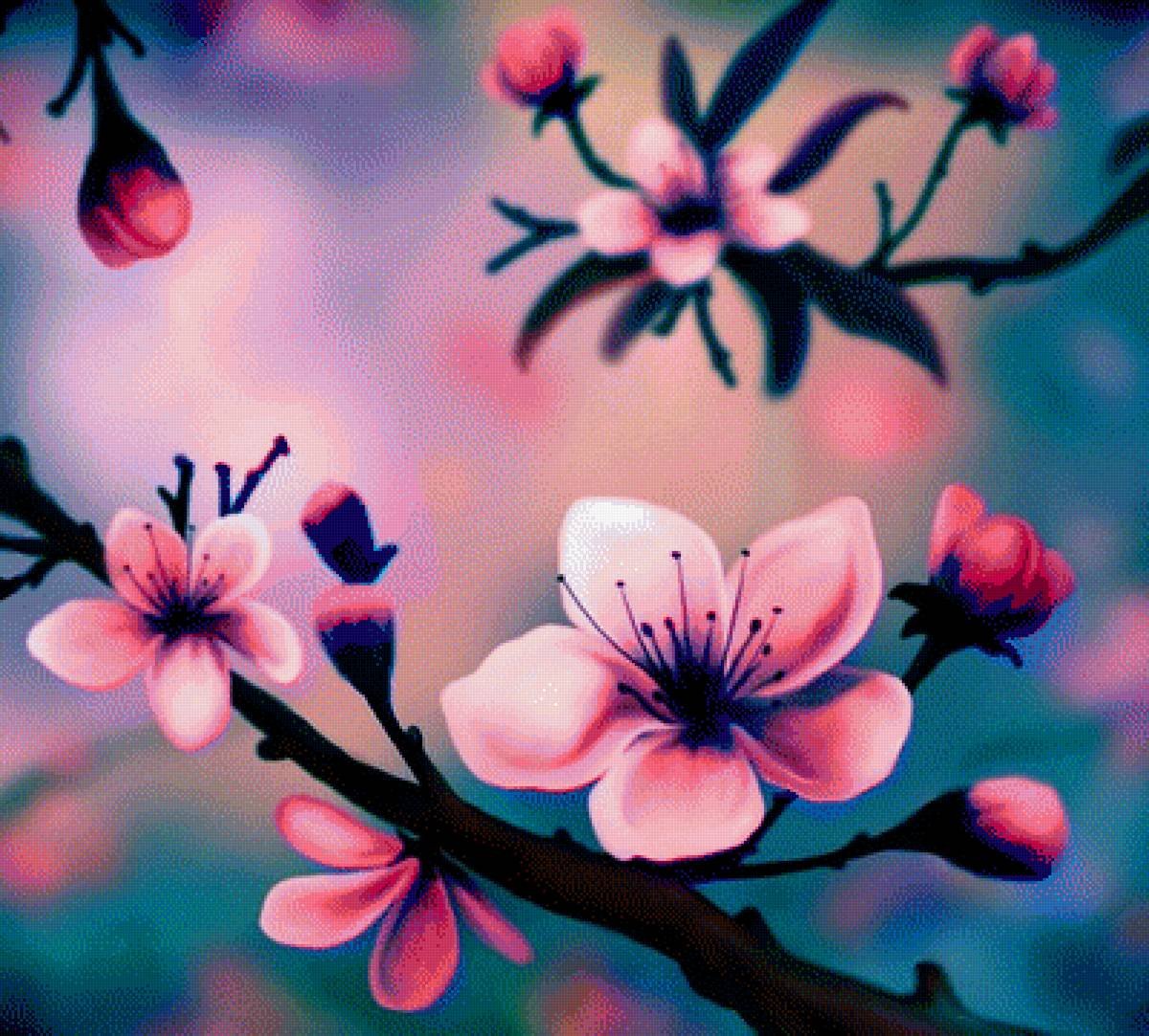 Нарисованные цветы Сакуры