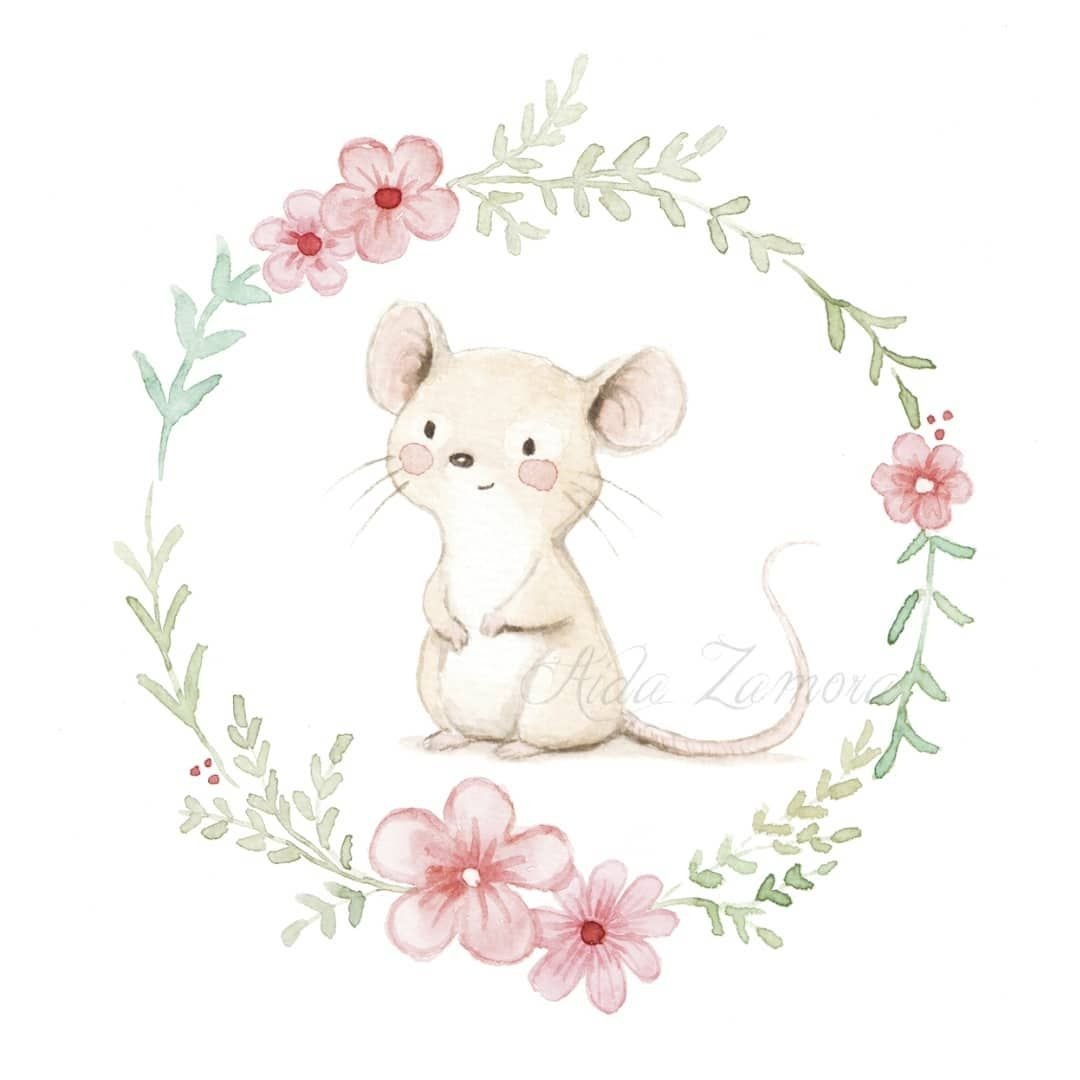 Мышонок акварель
