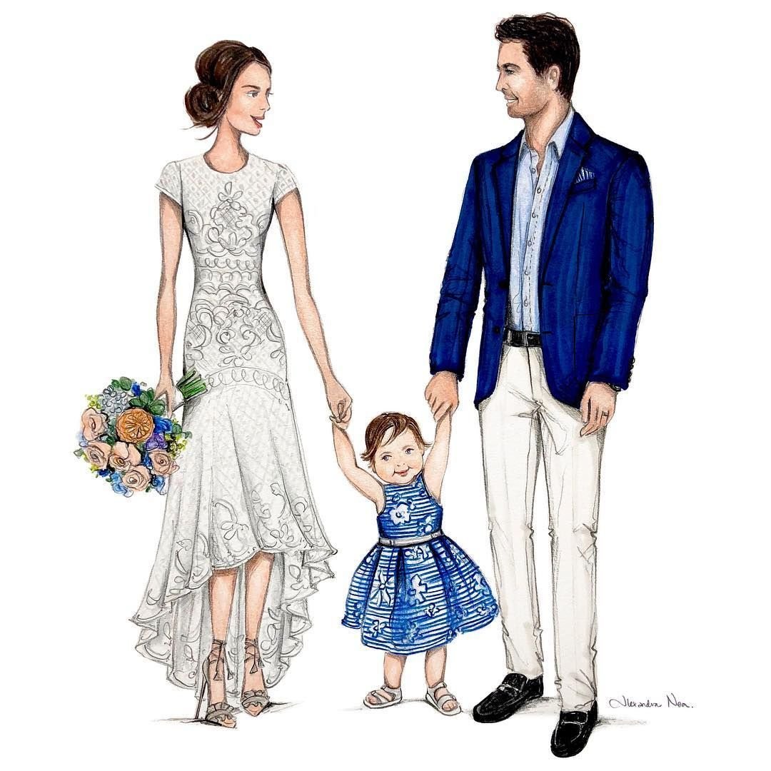 Модные иллюстрации семья