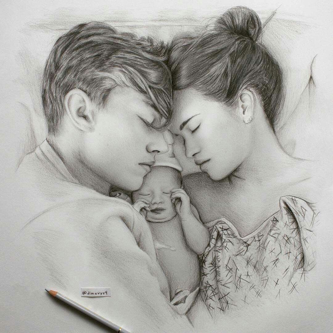 Счастливая семья рисунок