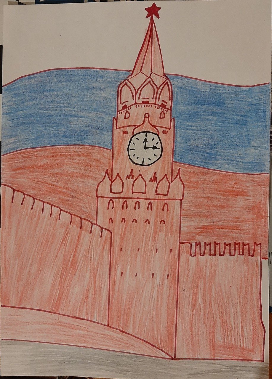 Спасская башня Кремля рисование старшая группа
