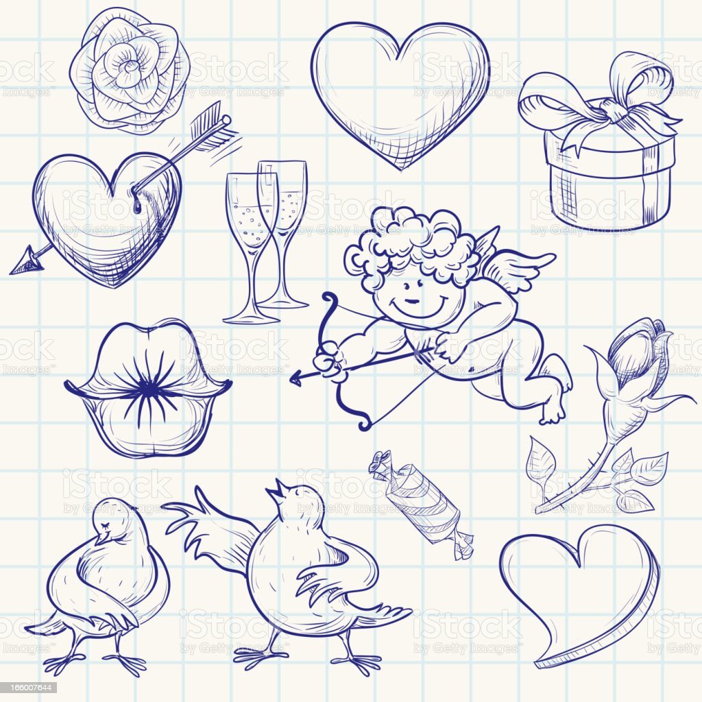 Скетчинг рисунки на день Святого Валентина