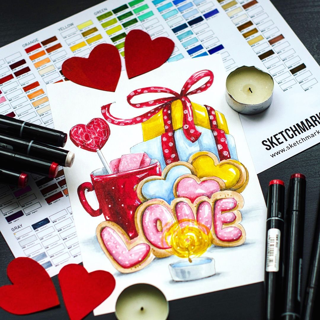 Открытки на 14 февраля маркерами