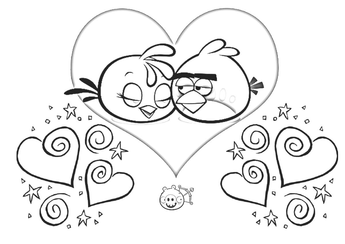 Птичка с сердечком раскраска