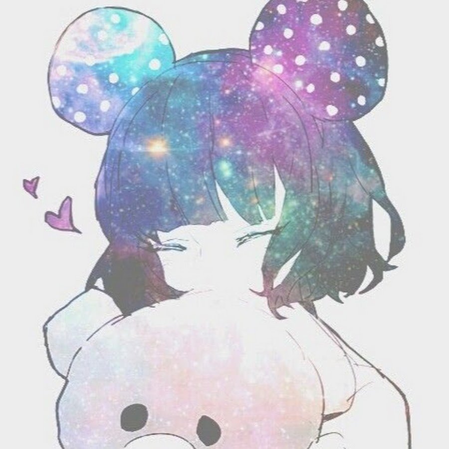 Аниме девушка с космическими волосами