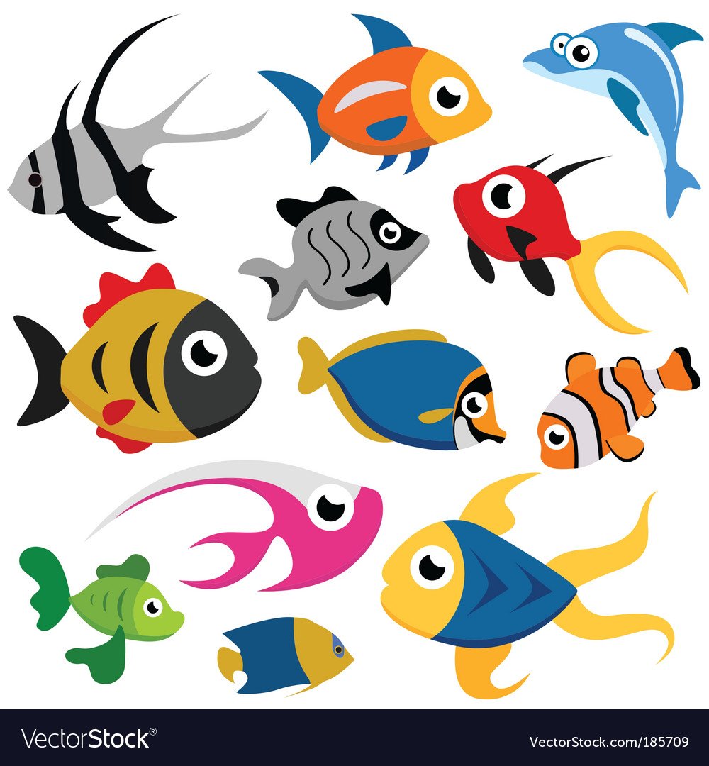 Мультяшные рыбки вектор
