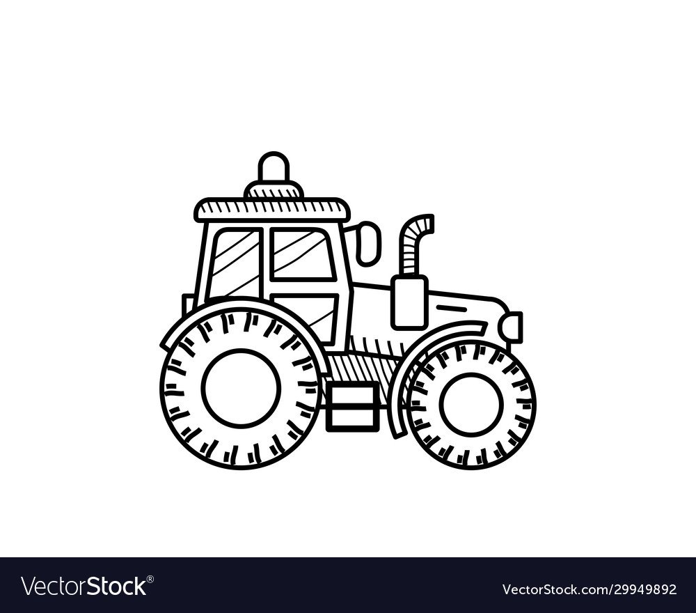 Трактор вид спереди силуэт вектор