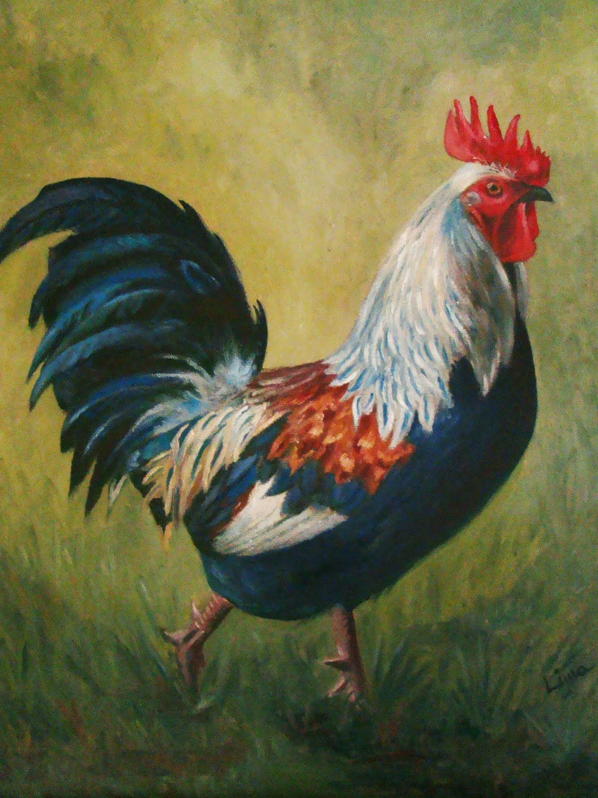 Петух живопись