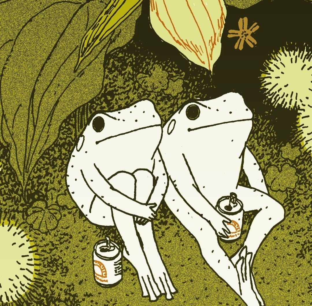 Наклейка зеленая лягушка