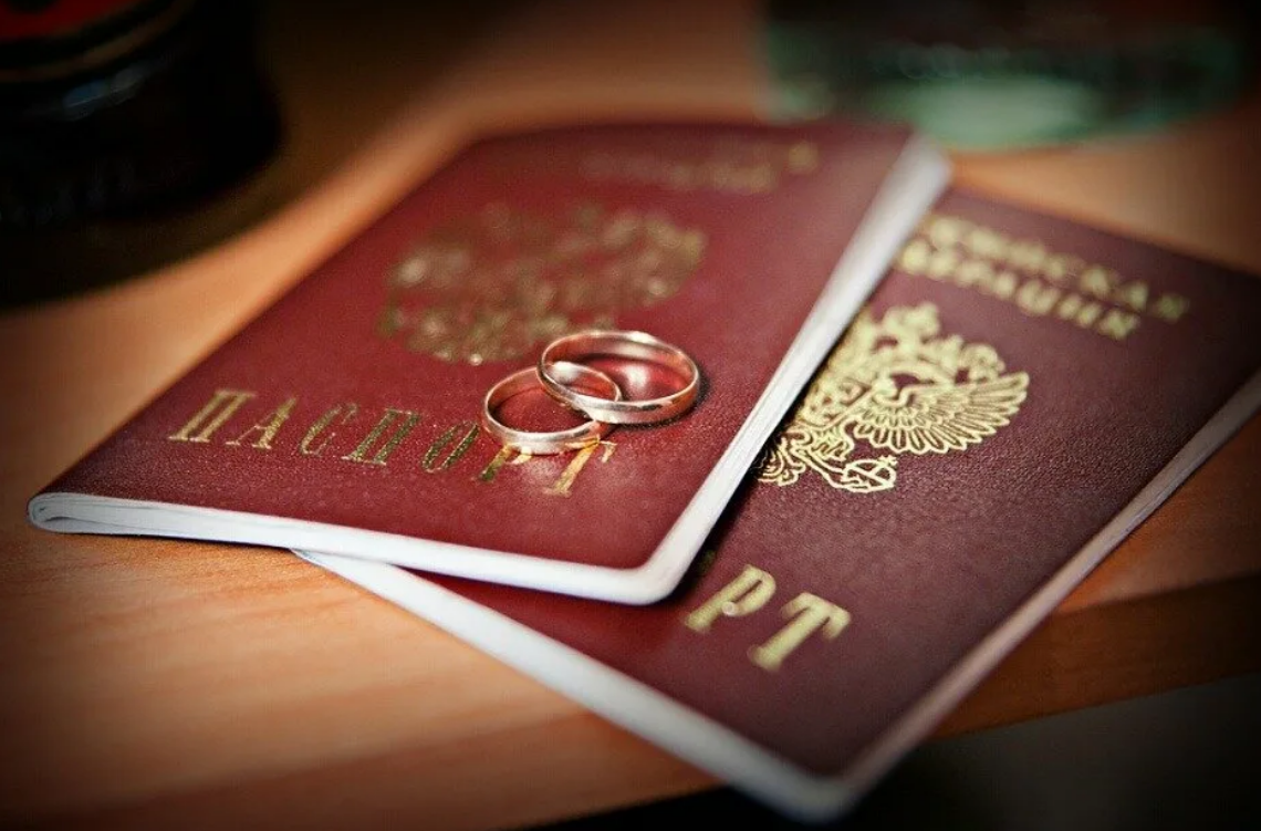 Обручальные кольца на паспорте