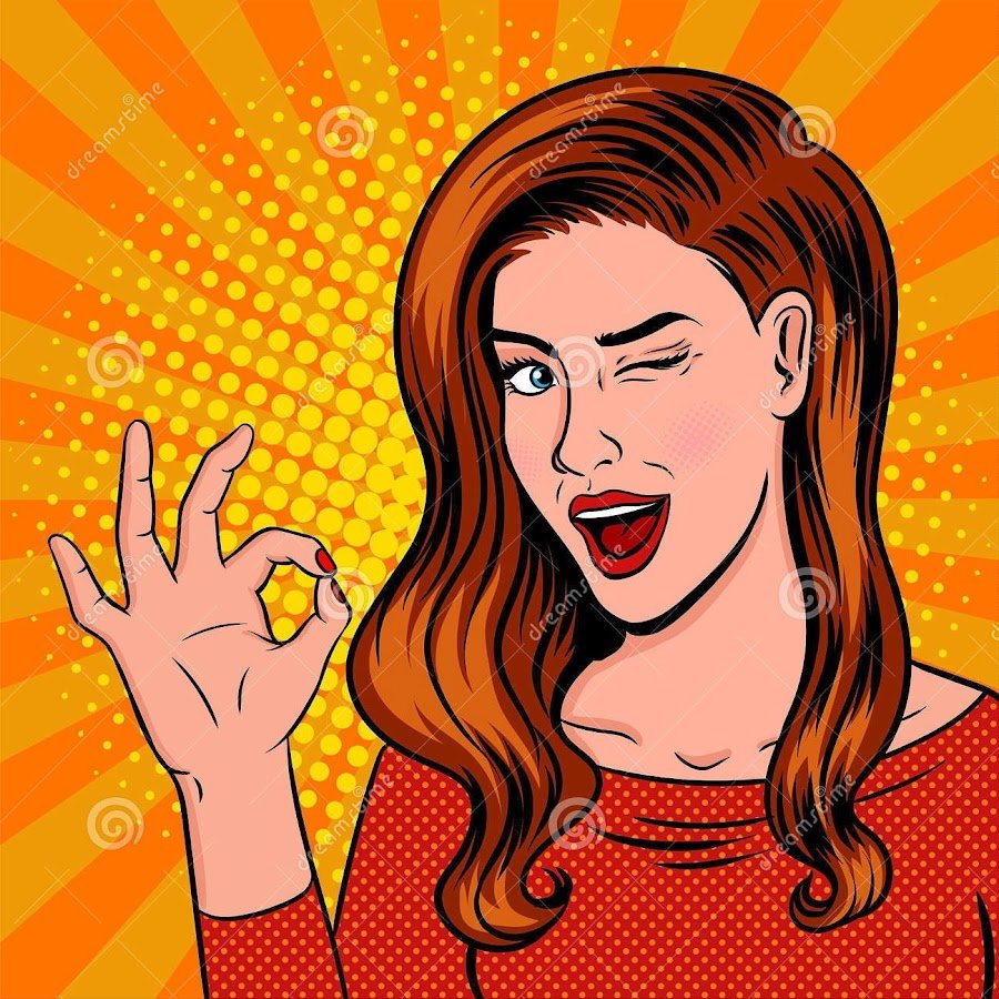 Поп арт девушка подмигивает