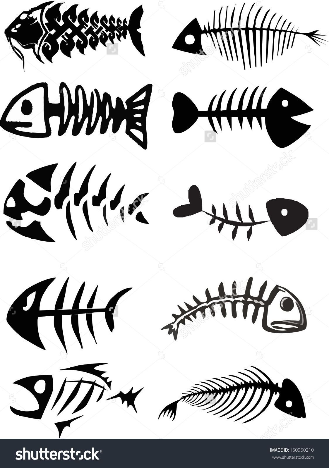 Скелет рыбы силуэт