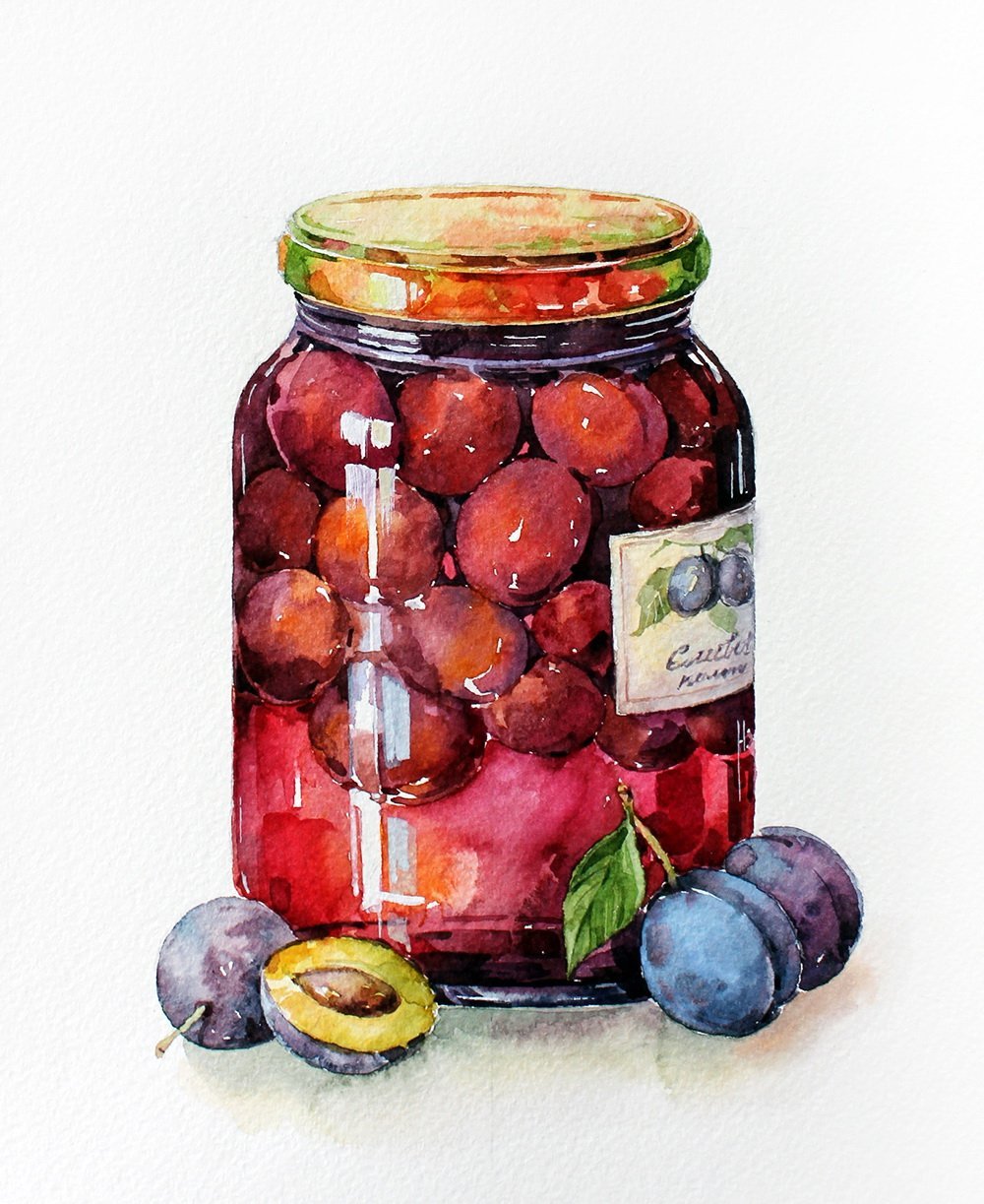 Елена Вавилина акварель варенье