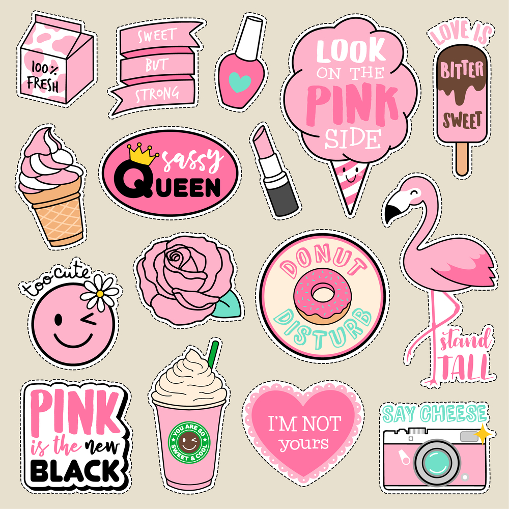 Розовые Стикеры для срисовки