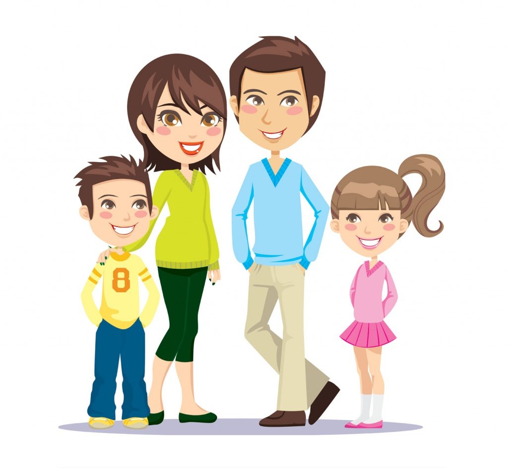 Мультяшные мама папа и ребенок