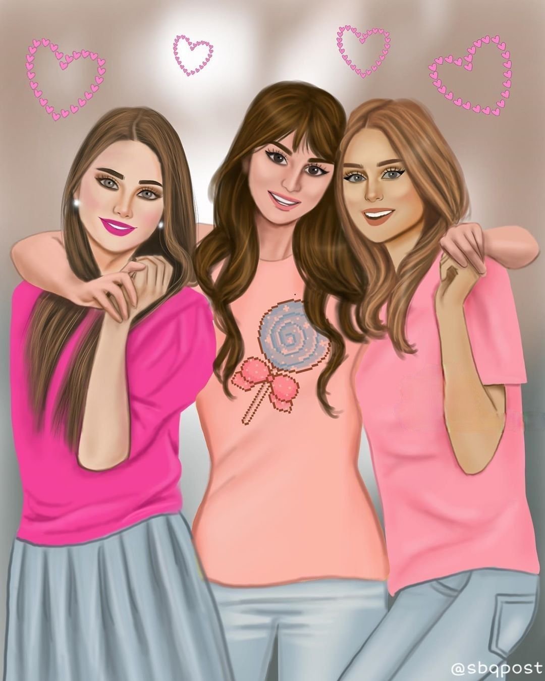 Три девочки мультяшные и красивые