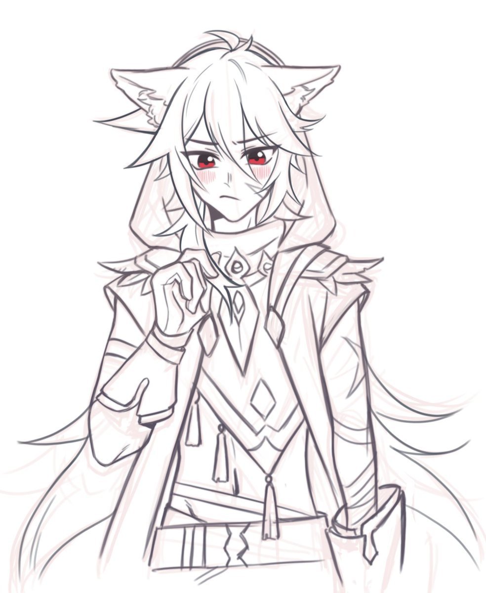 Рейзор Геншин черно белый