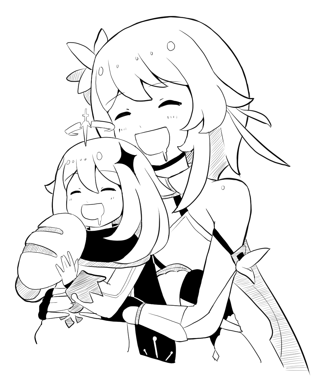 Паймон Геншин Импакт черно белая