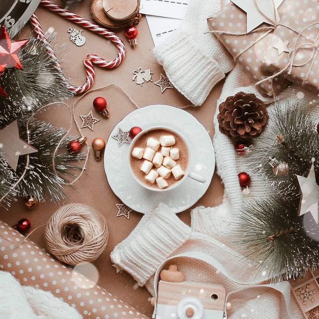 Коллажи зимние уютные