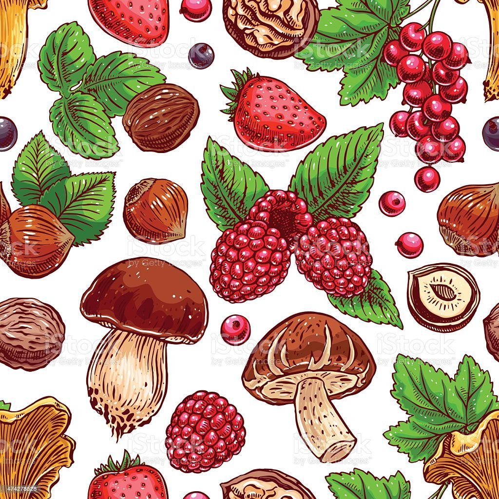 Нарисовать грибы и ягоды