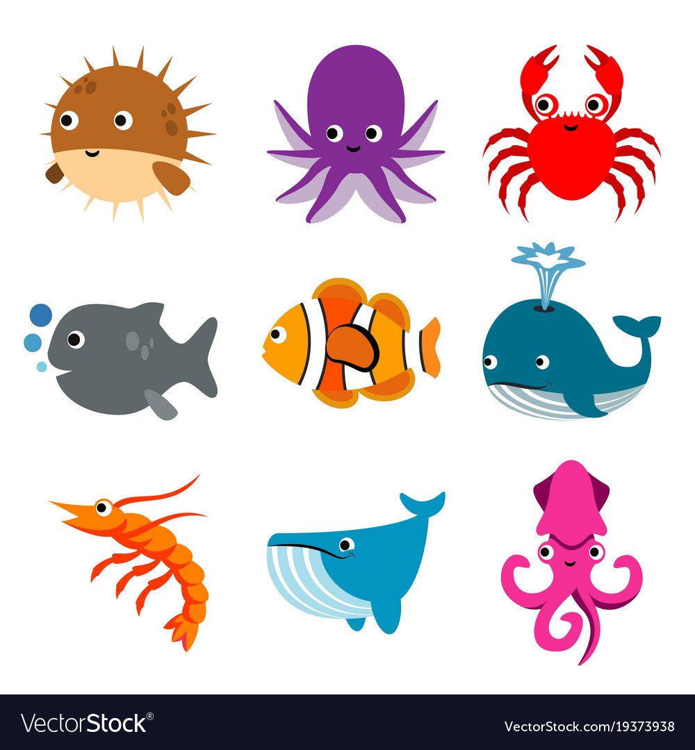Морские жители для вырезания
