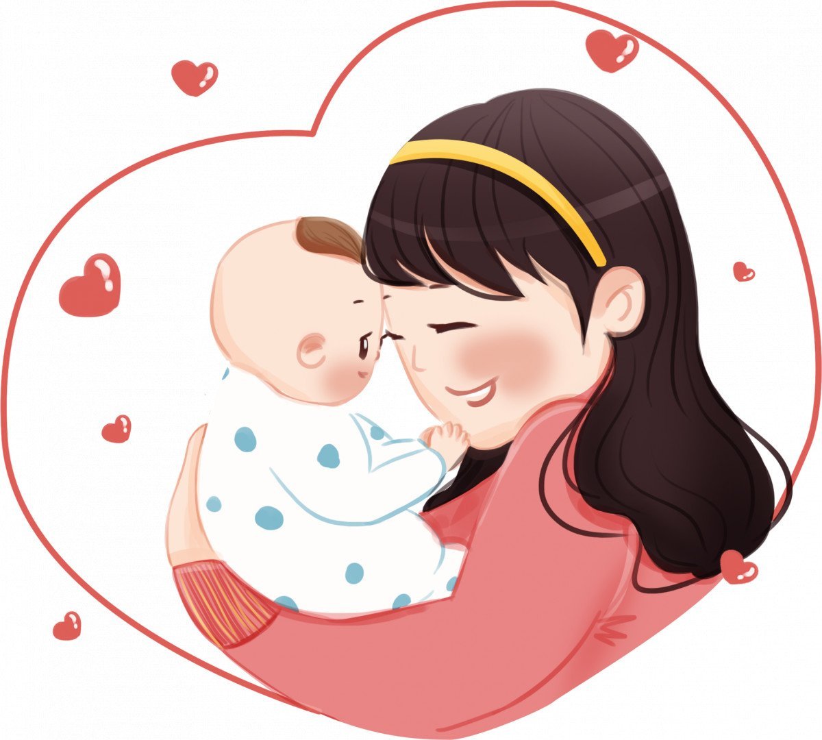 Мама с ребенком на прозрачном фоне