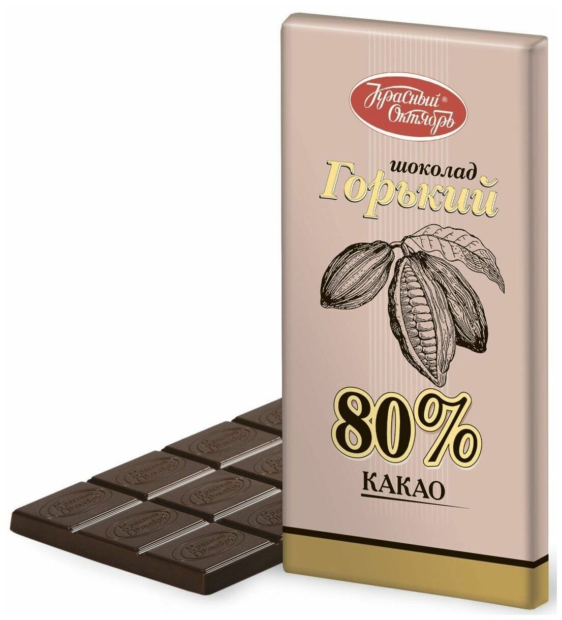 Шоколад "Горький 80% какао" 75г красный октябрь