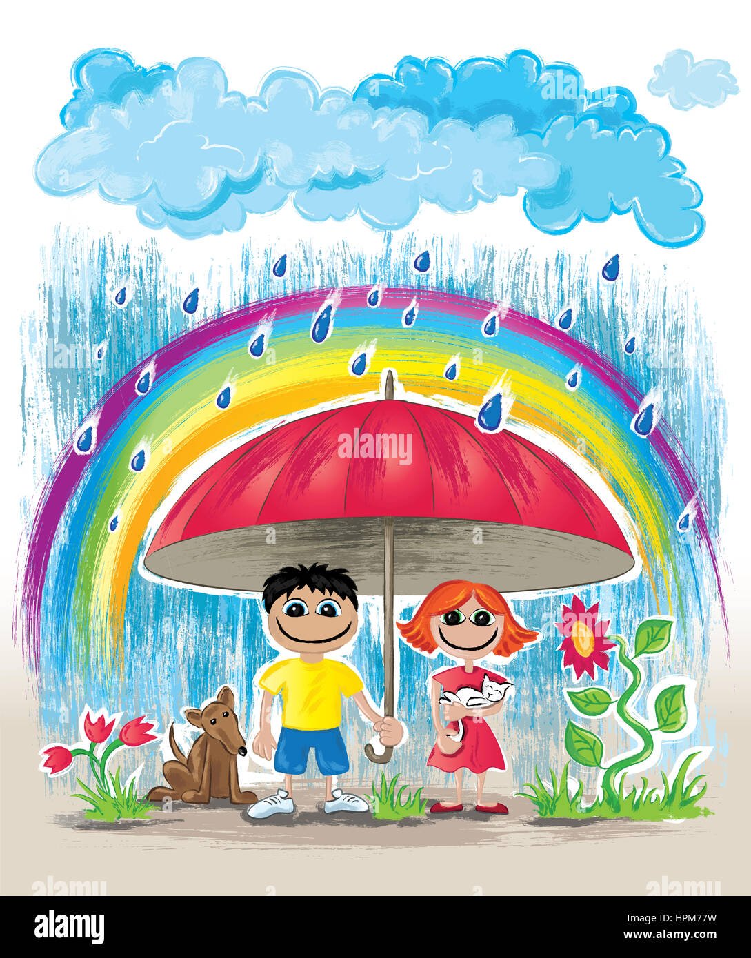 Дождик с радугой для детей