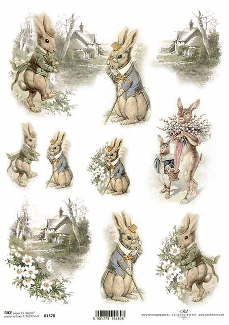 Зайцы картинки для декупажа